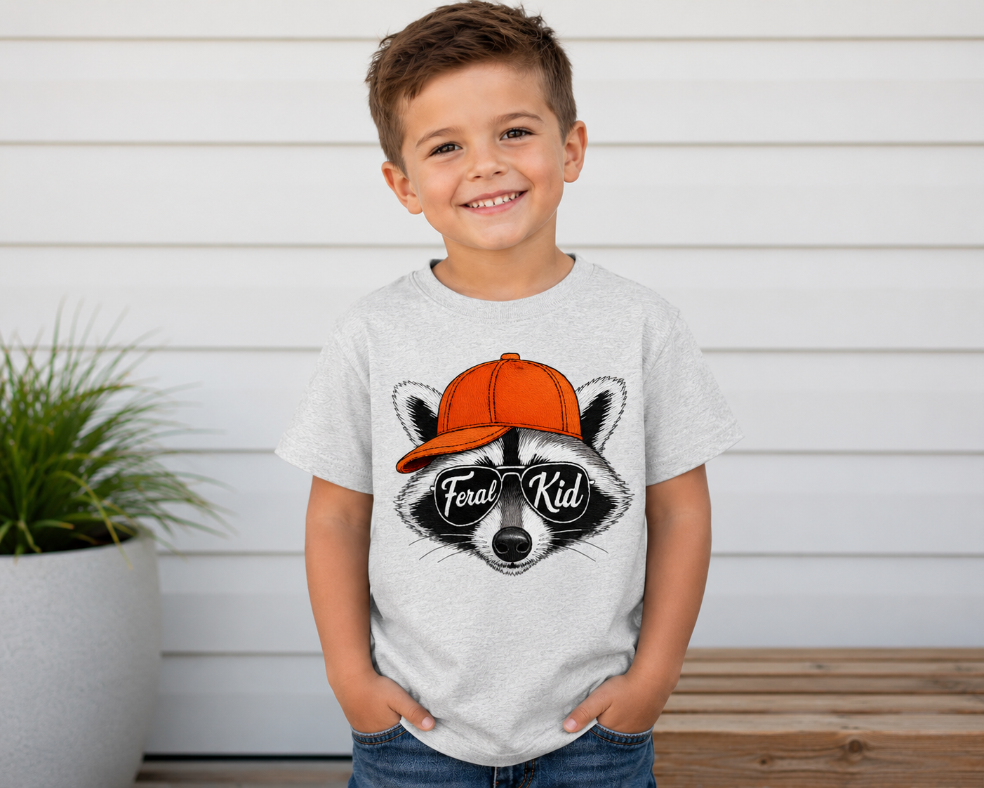 Feral Kid Raccoon Kids T-Shirt