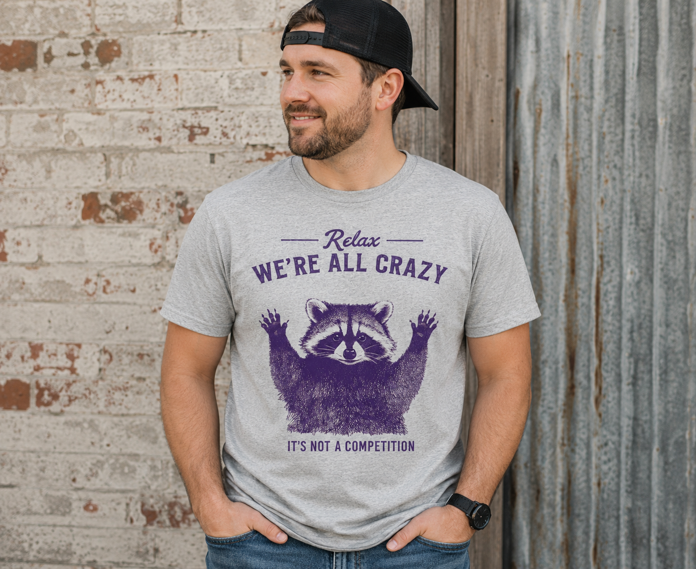 We're All Crazy Raccoon Men's T-Shirt