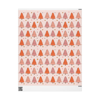 Pink Christmas Tree Wrapping Paper