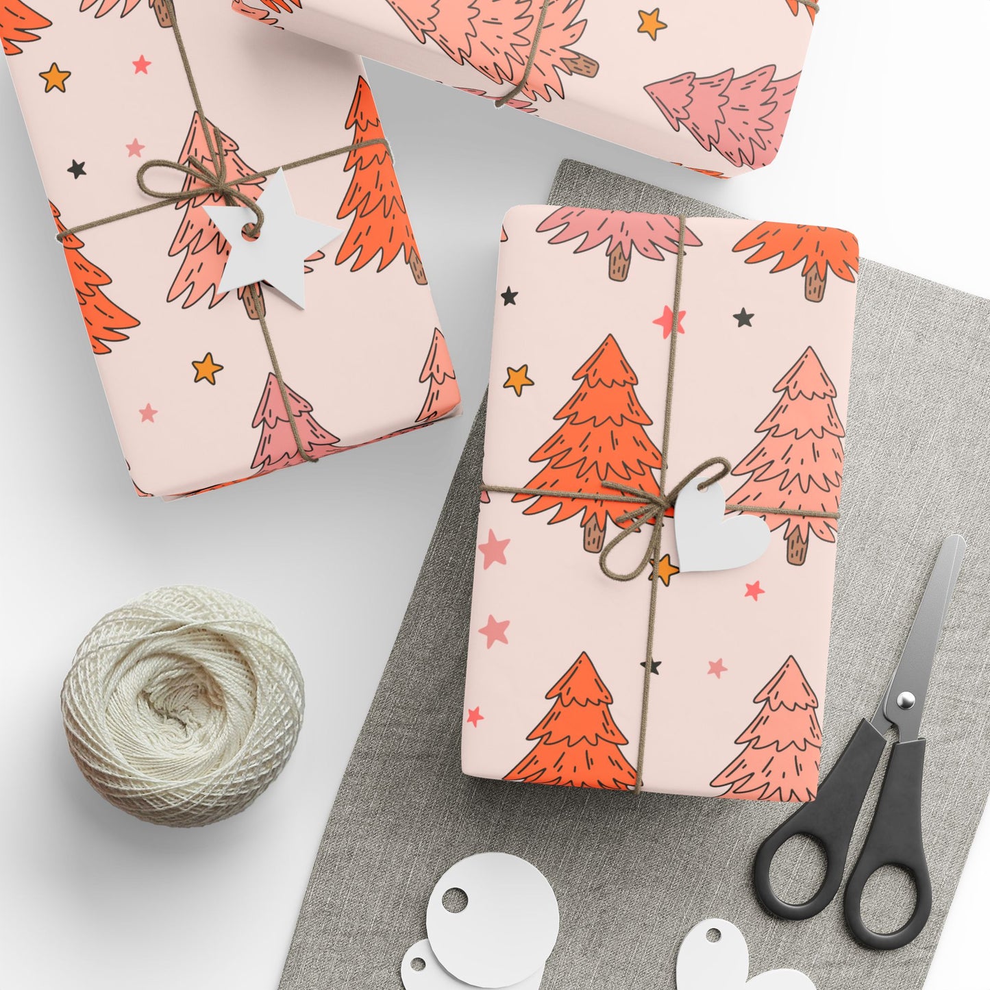 Pink Christmas Tree Wrapping Paper