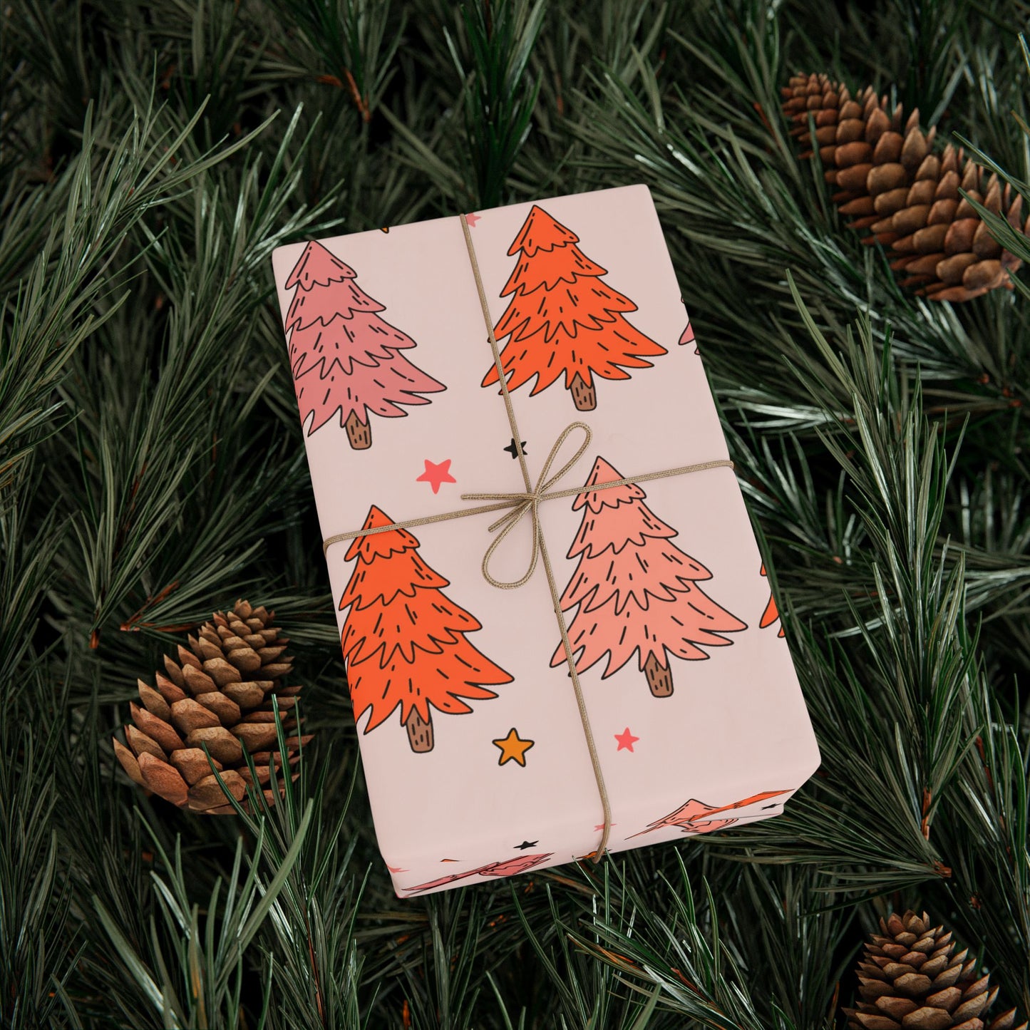 Pink Christmas Tree Wrapping Paper