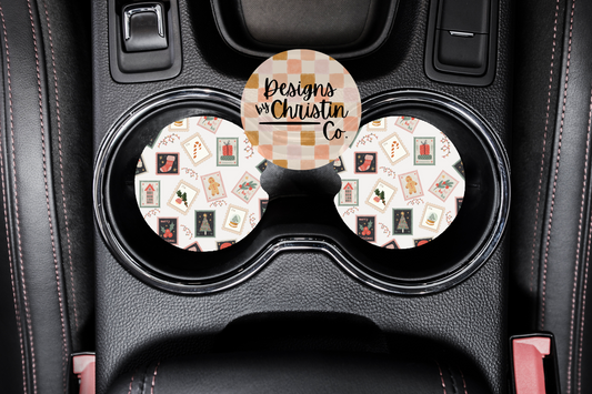 Christmas Stamps Car Coasters