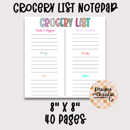 Grocery List Notepad