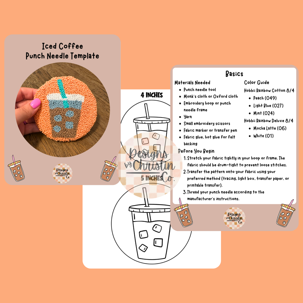 Iced Coffee Punch Needle Template