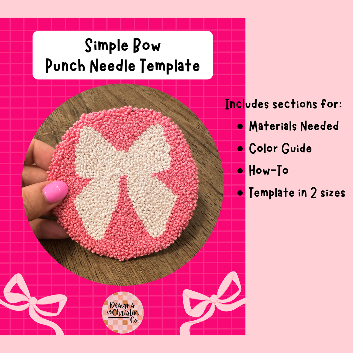 Simple Bow Punch Needle Template