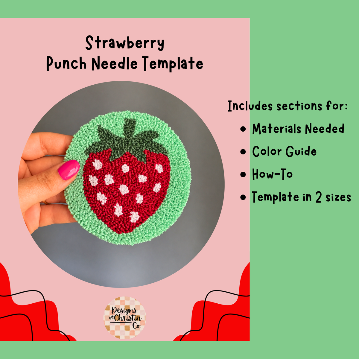 Strawberry Punch Needle Template